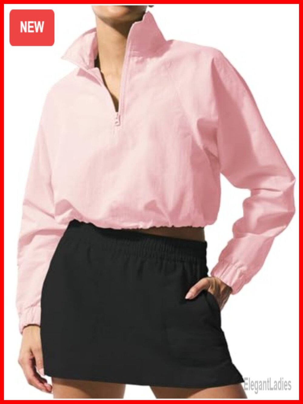 Women's Lightweight Cropped Quarter Zip Pullover Athletic Top